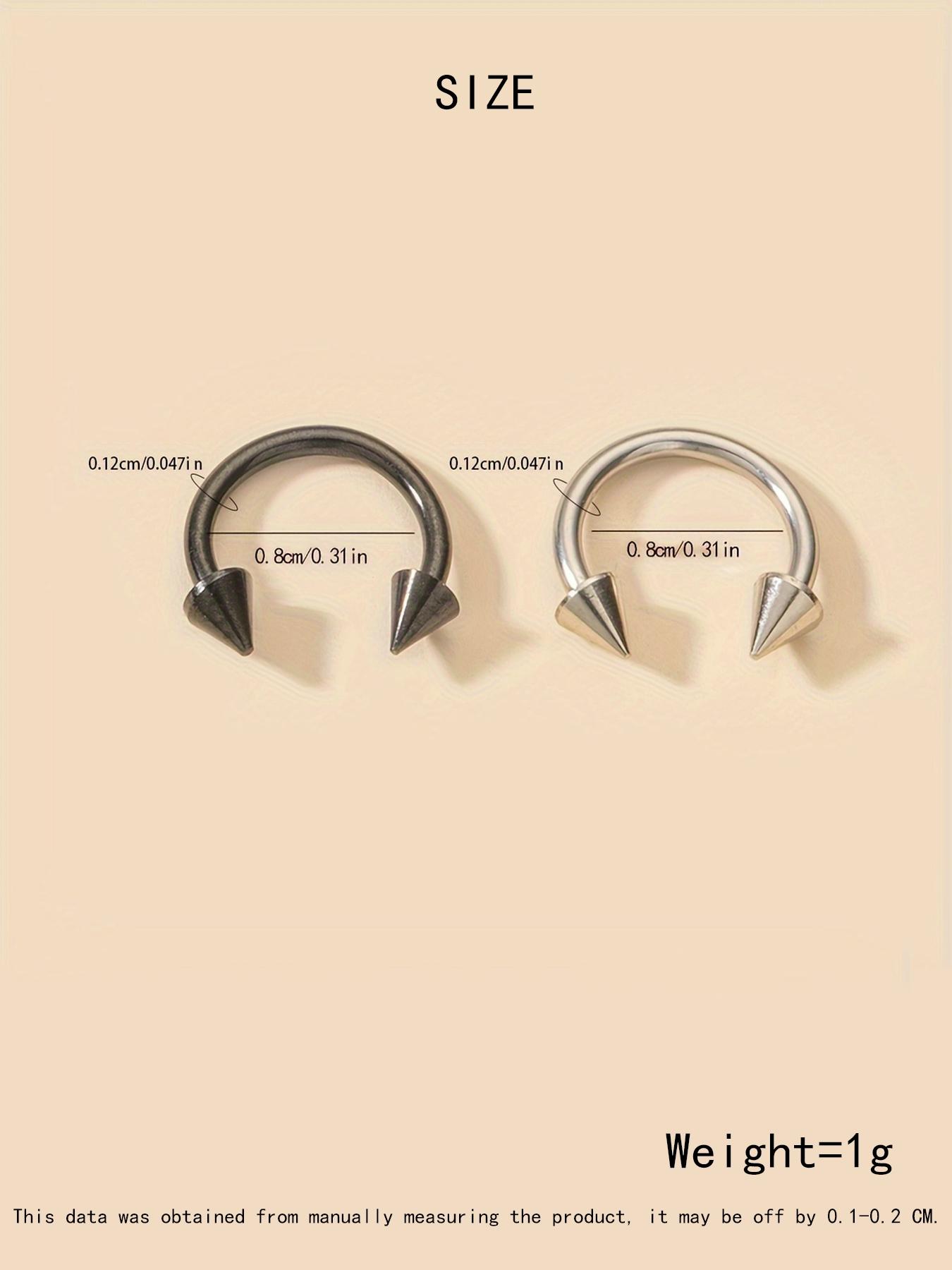 Punk Style C-shaped Nose Ring (2pcs), Stainless Steel Pierced Nose Ring for Women & Men, Fashion Jewelry for Party, Daily Clothing Decor, Trendy All-match & Exquisite Jewelry for Birthday Gift, Nose Piercing Jewelry