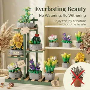 873+pcs Succulent Sunflower Planter Blocks, Creative Perpetual Flower Simulation Plant, Assemble Adjustable Flower Stand, Educational Toy, Home Decor