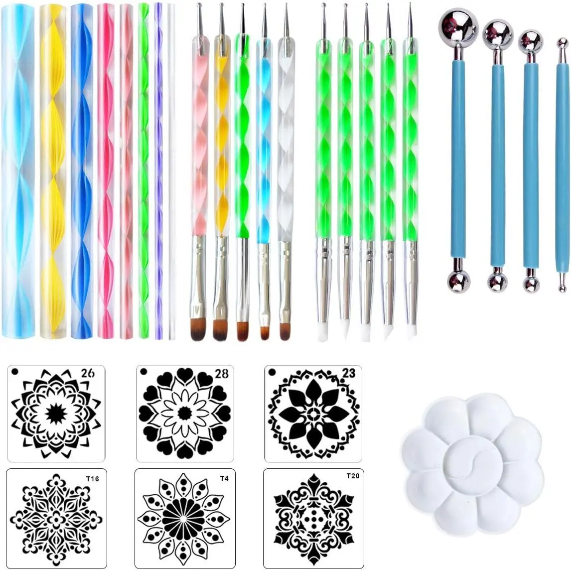 30 count Mandala Painting Tools Mandala Dotting Tools for Painting Mandala Rocks,  Dotting and Art Drawing Supplies