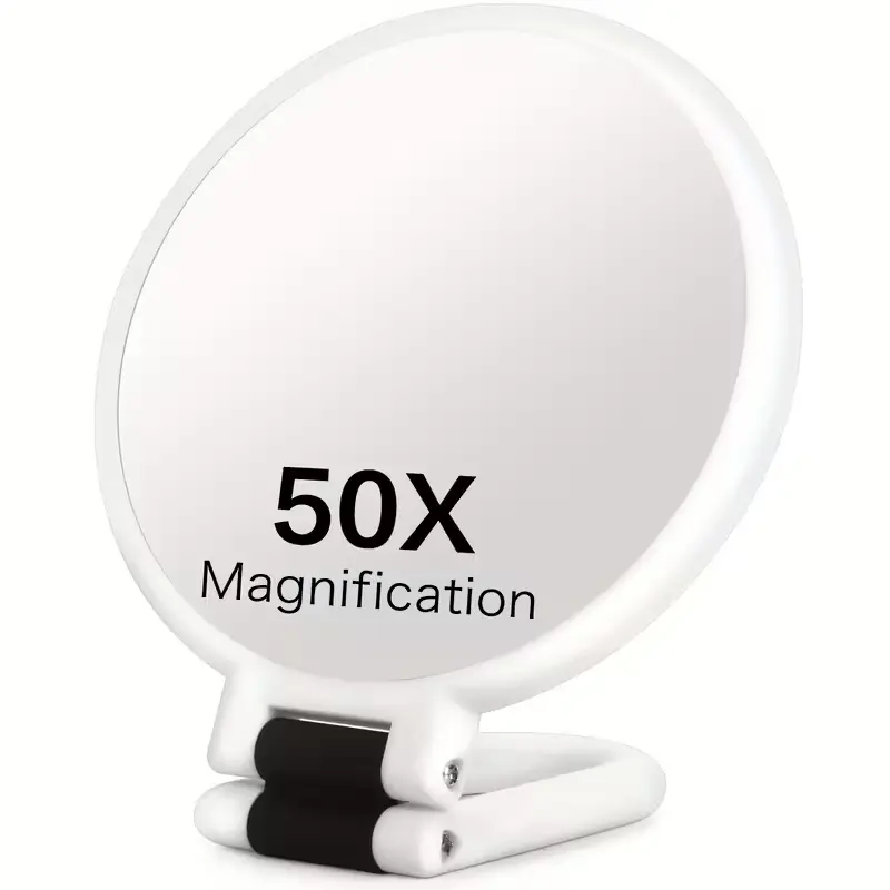 50x Magnifying Dual-Sided Handheld Mirror with Adjustable Stand and Travel Case, Foldable Makeup Mirror for Precision Grooming, Foldable Feature
