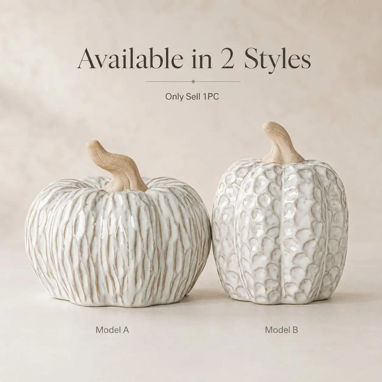 Ceramic pumpkin sculpture small ornament Compact, white highlight pumpkin decoration, autumn Thanksgiving Halloween holiday home decoration gift giving small gifts, farmhouse style desktop decoration