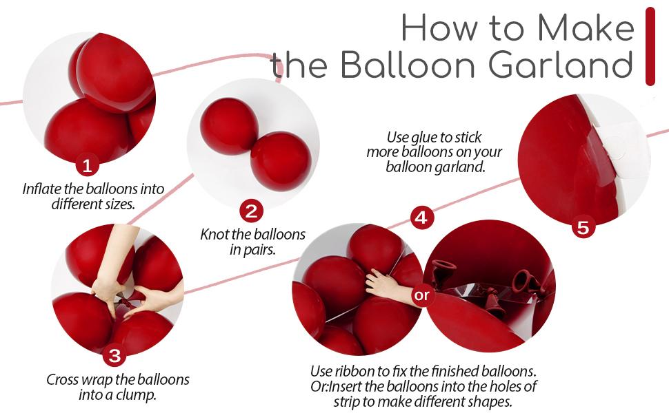 122pcs Dark Red Balloons Different Sizes, 18 12 10 5 inch Dark Red Balloon Arch Kit for Wedding Bridal Shower Birthday Party Decorations