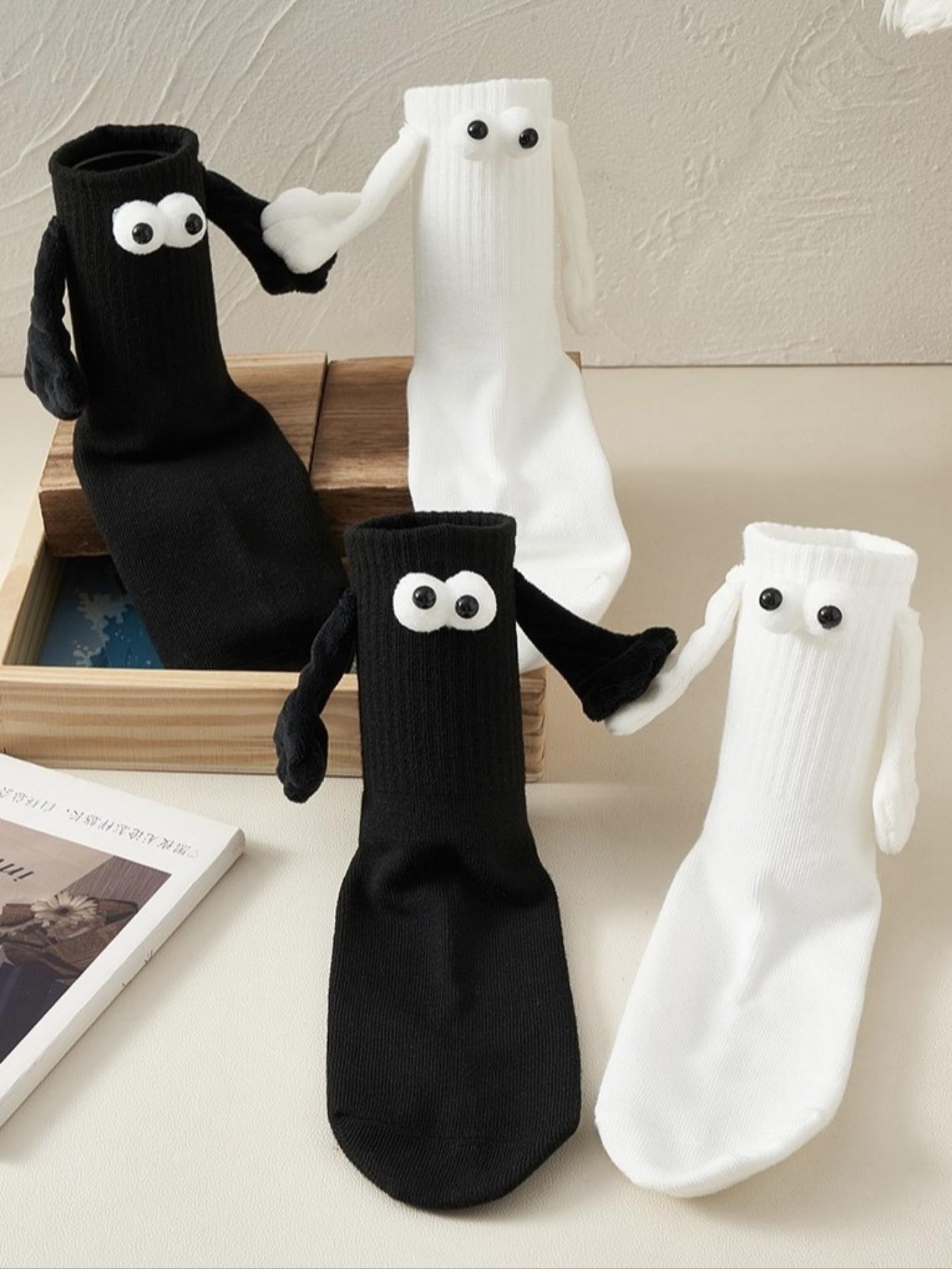 Women's Embroidery Hand Decor Crew Socks, Creative Socks with Magnetic Hand Design, Women's Socks for Daily Wear, Cheap Stocking Gifts Valentine's Day, gift