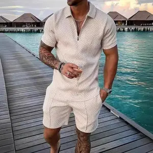 Mens Short Sets 2 Piece Outfits Polo Shirt Fashion Summer Tracksuits Casual Set Short Sleeve and Shorts Set for Men(Sheets)