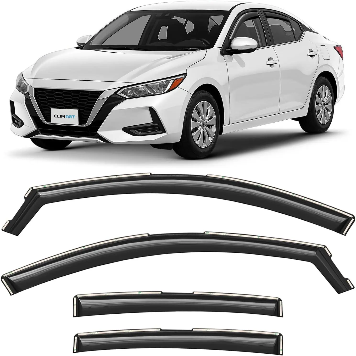 CLIM ART In-Channel Rain Guards for Nissan Sentra 2020-2025, Original Fit Vent Window Visors, Incredibly Durable Vent Deflectors, Set of 4 - 620018, Water Shield, Vent Windows