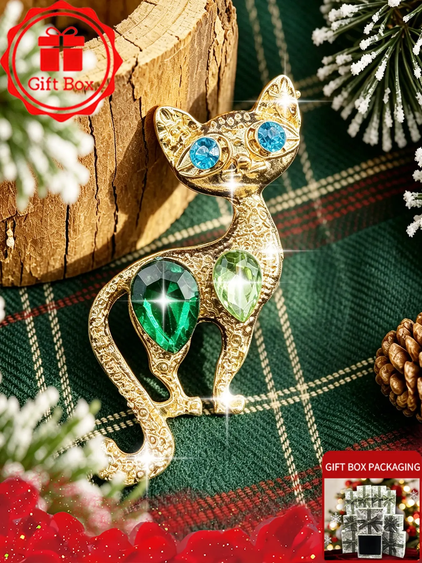 Cat Brooch with gift box, 2026 spring and summer new style, elegant and fashionable. Wearing at banquets and holidays, Also be used as an accessory for autumn and winter sweaters and coats. Perfect as a birthday gift for family, friends and couples.