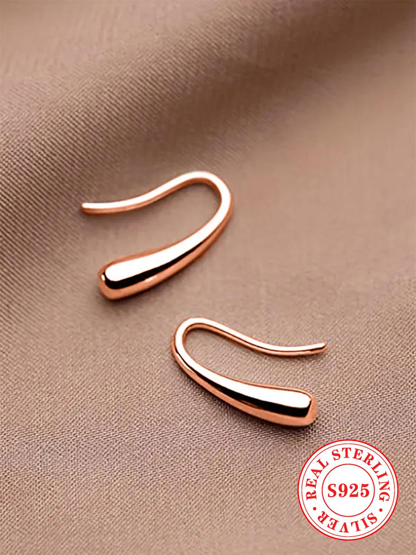 S925 Sterling Silver Simple Style Plain Color for Women, Classic Style Earrings, Elegant Minimalist Earrings, High Quality Earrings, Fashion Jewelry for Daily & Party Decoration, Trendy All-match & Exquisite Jewelry for Gift, with Box