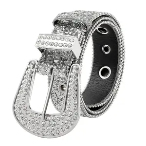 Women's Rhinestone-Embellished Belt – Y2K Western-Style Leather Belt – Versatile Decorative Belt – Perfect for Jeans or Dresses