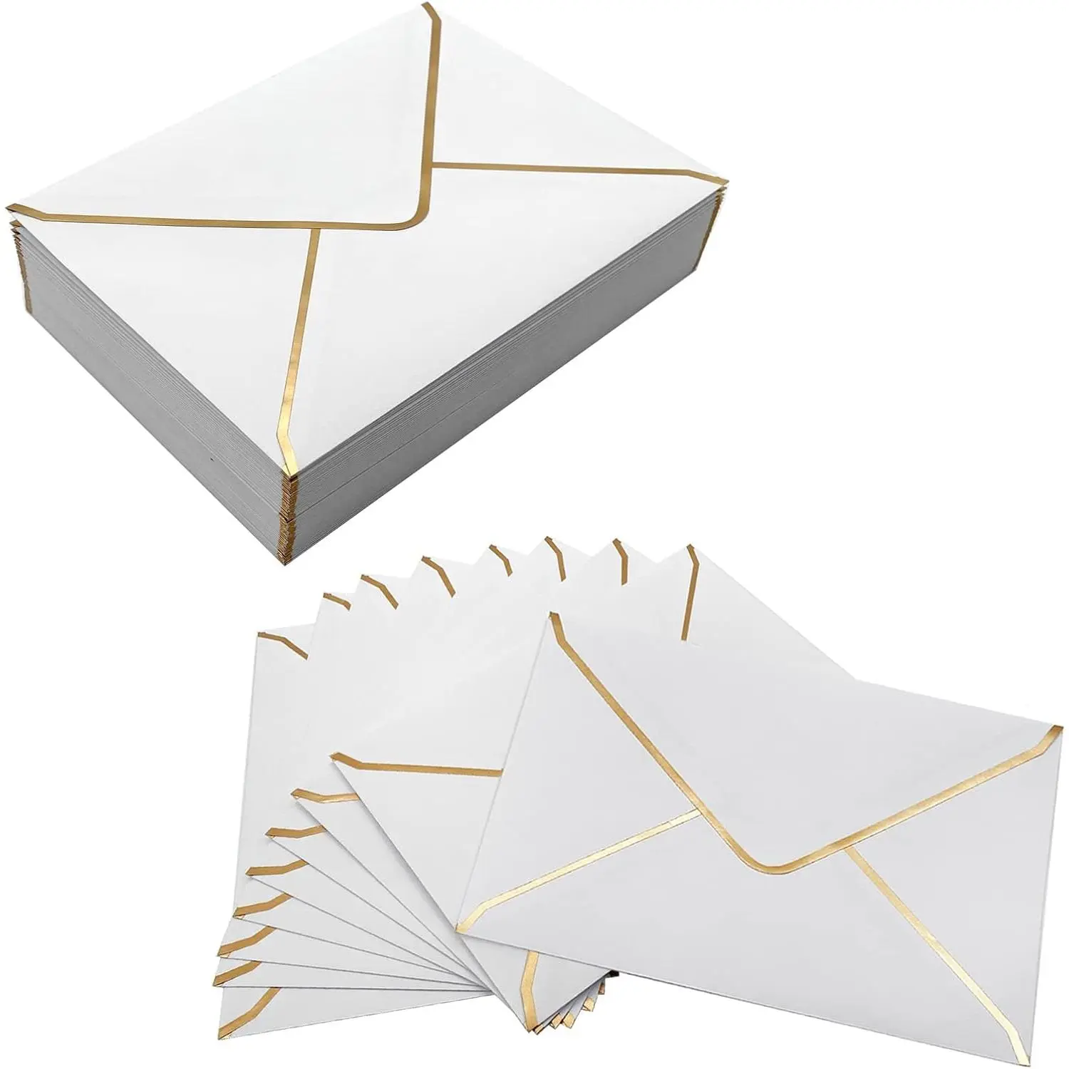 50 count Luxury Invitation Envelopes - 5x7 White Envelopes for Wedding, Graduation