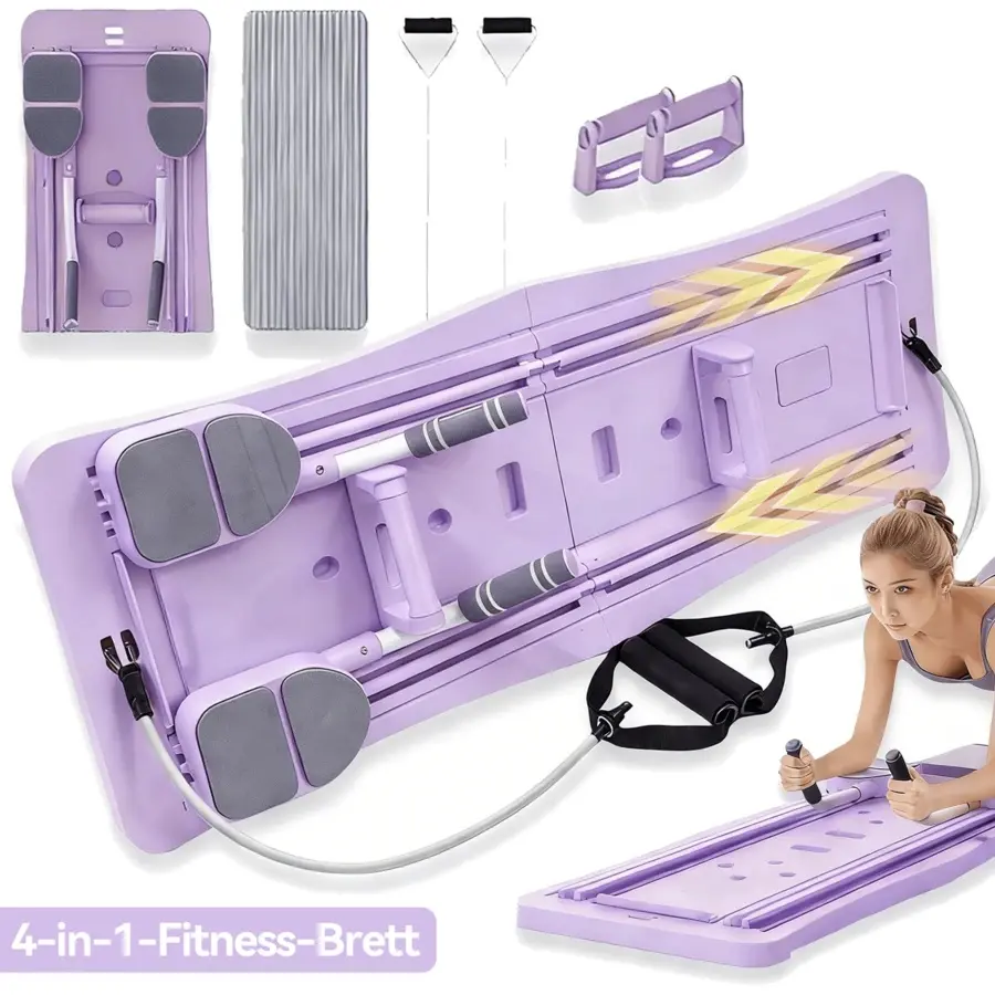 Ab Roller Board Core Fitness Board 4 In 1 Foldable Sliding Board Home Gym Equipment For Abdominal Muscles Pushups Planks Lunges Stretching With Resistance Bands Nonslip Mats