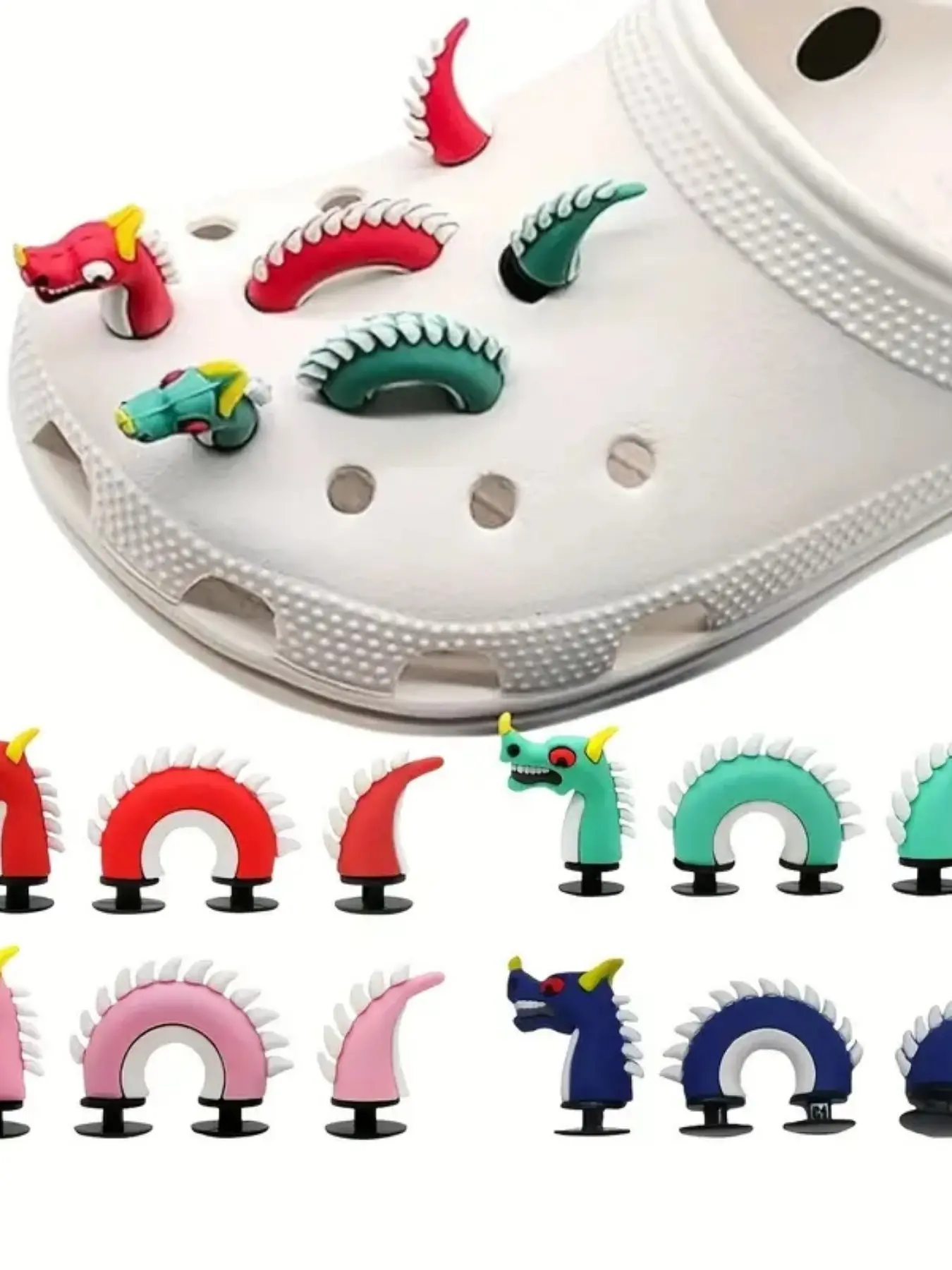 3D PVC Hole Shoe Decorative Buckle, Dragon Pattern Removable Shoe Accessories, 3pcs Set, All Seasons Holiday Style