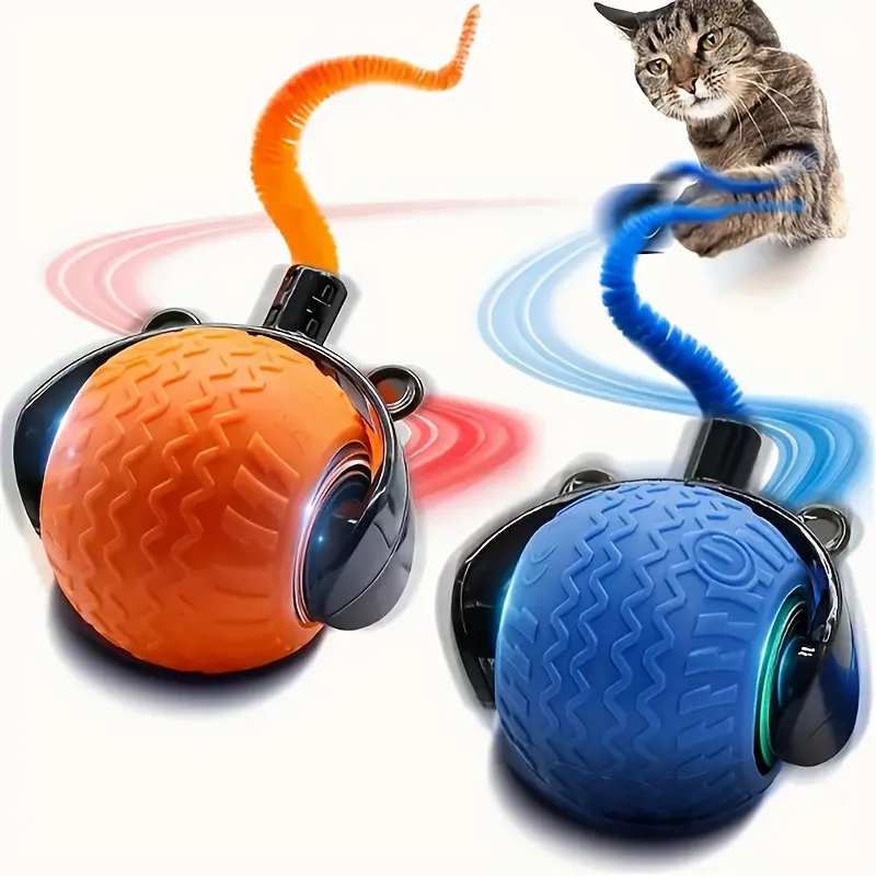 USB Rechargeable Automatic Speed Ball Interactive Cat & Dog Toy - 1 Piece Durable Plastic Design, Smart Tail-Chasing Game, Suitable for All Breeds, Small Pet Gift