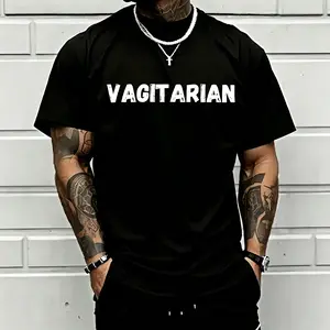 Vagitarian Funny Graphic T-Shirt, Unisex Classic Short Sleeve Crewneck in 100% Cotton, Sarcastic Humor Novelty Quote Tee for Adults