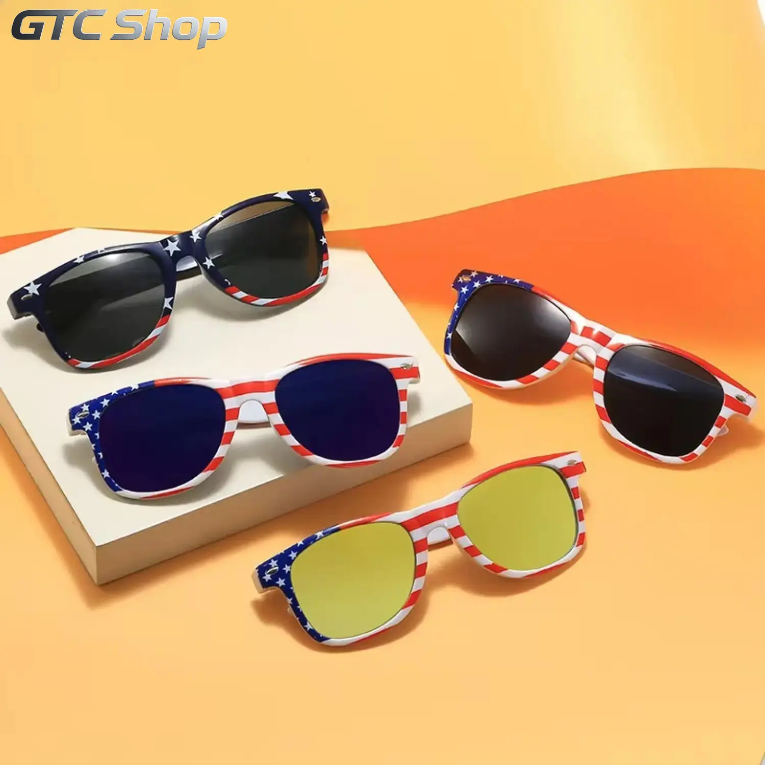 Plastic Patriotic American Flag Aviator Sunglasses - Full Rim, 18+ Years, 4th of July Party Favors & Decor Supplies, One Size Fits Most Adult Sports Eyewear Accessories