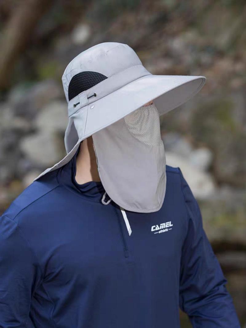 Men's Summer UV Protection Wide Brim Fishing Hat, Waterproof Bucket Hat, Outdoor Sunshade Cap for Hiking & Fishing, Breathable Quick-dry Fashionable Hat