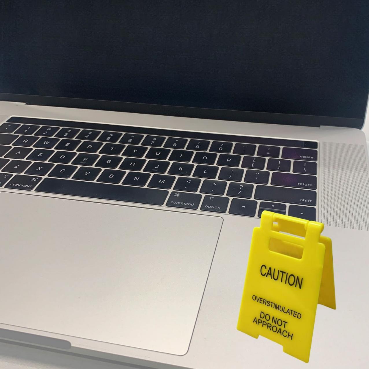 Caution Overstimulated Desk Sign, 3D Printed Funny Warning Sign, Home Office Decor Gag Gift for Coworker Teammate Employee