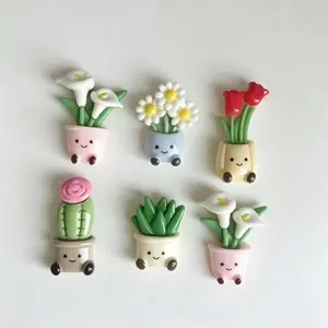Set of 6 Flower Pot Shaped Refrigerator Magnets, Cute and Creative Floral Design, Ideal for Kitchen Office Whiteboard Cabinet Dishwasher Decor, Home Decor, Cute Magnets for Fridge