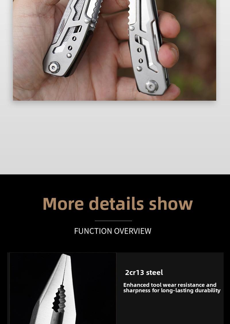 Multifunctional Outdoor Survival Folding Knife Pliers Tool with Seatbelt Cutter for Camping Hiking Emergency and Everyday Carry EDC