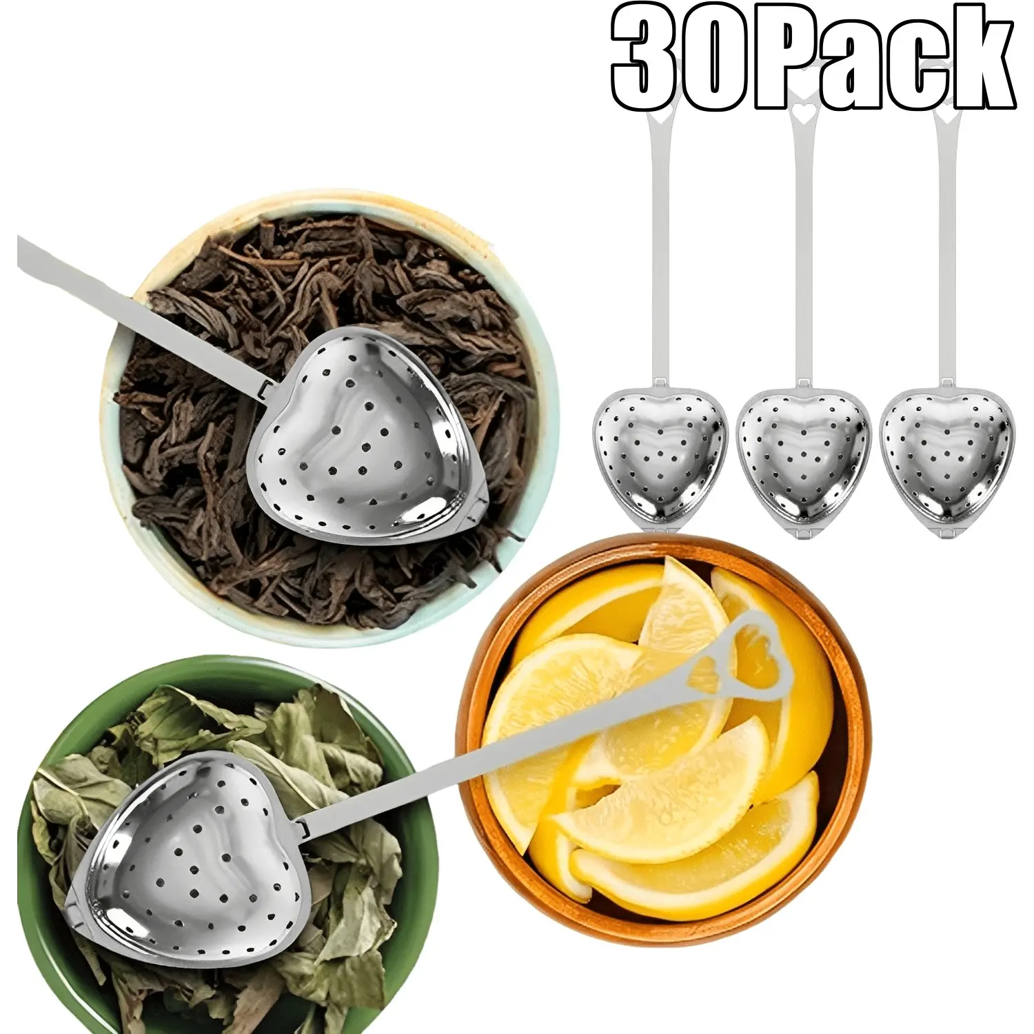 30-Pack Valentine'S Day Heart-Shaped Tea Infusers, Stainless Steel Loose Leaf Tea Strainers, Romantic Tea Steeper Filters for Flower Herbal Tea, Gifts for Girlfriend Wife Women Tea Lovers