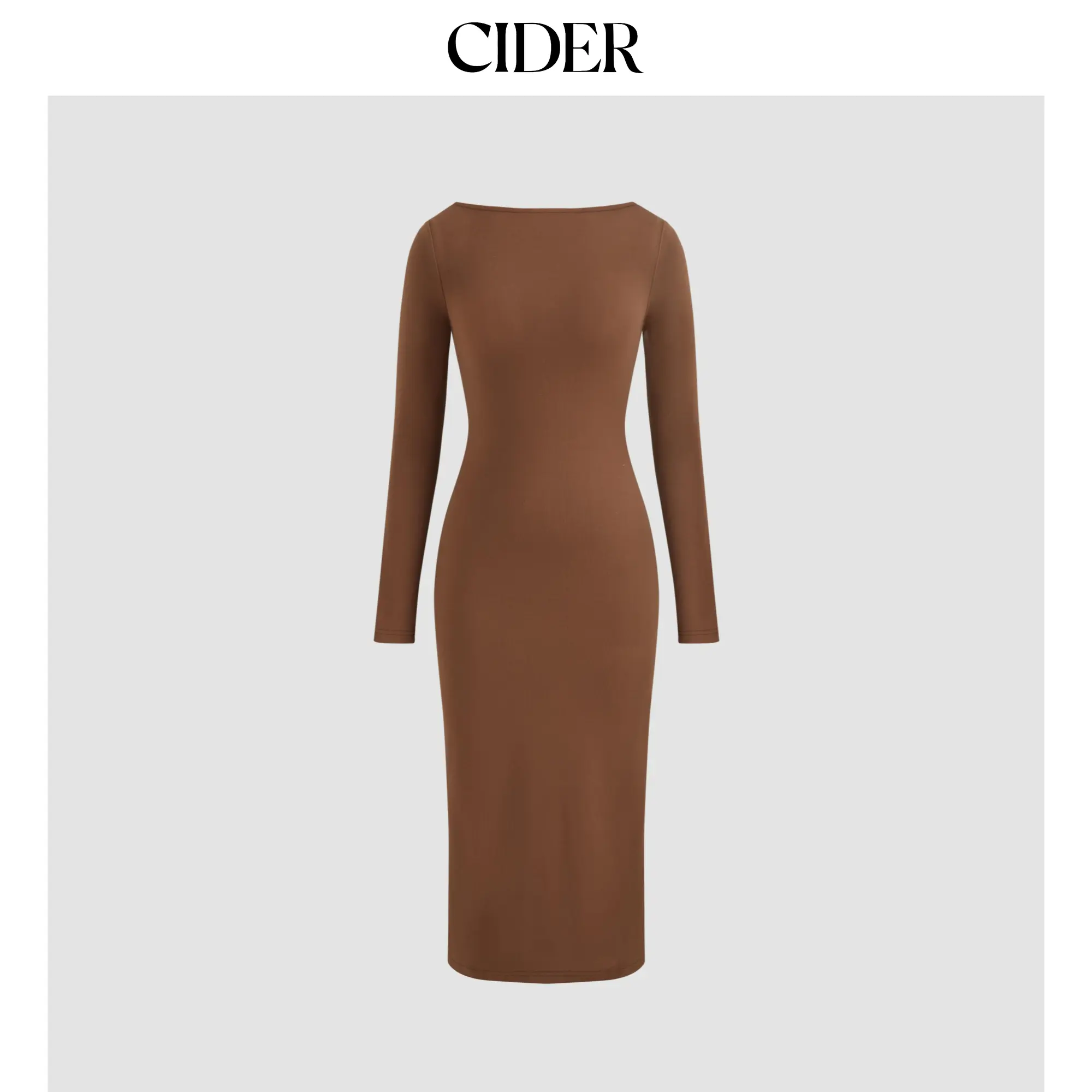 Cider [2 colors, size 0-26] Cotton-blend Boat Neck Solid Midi Dress SummerFinds