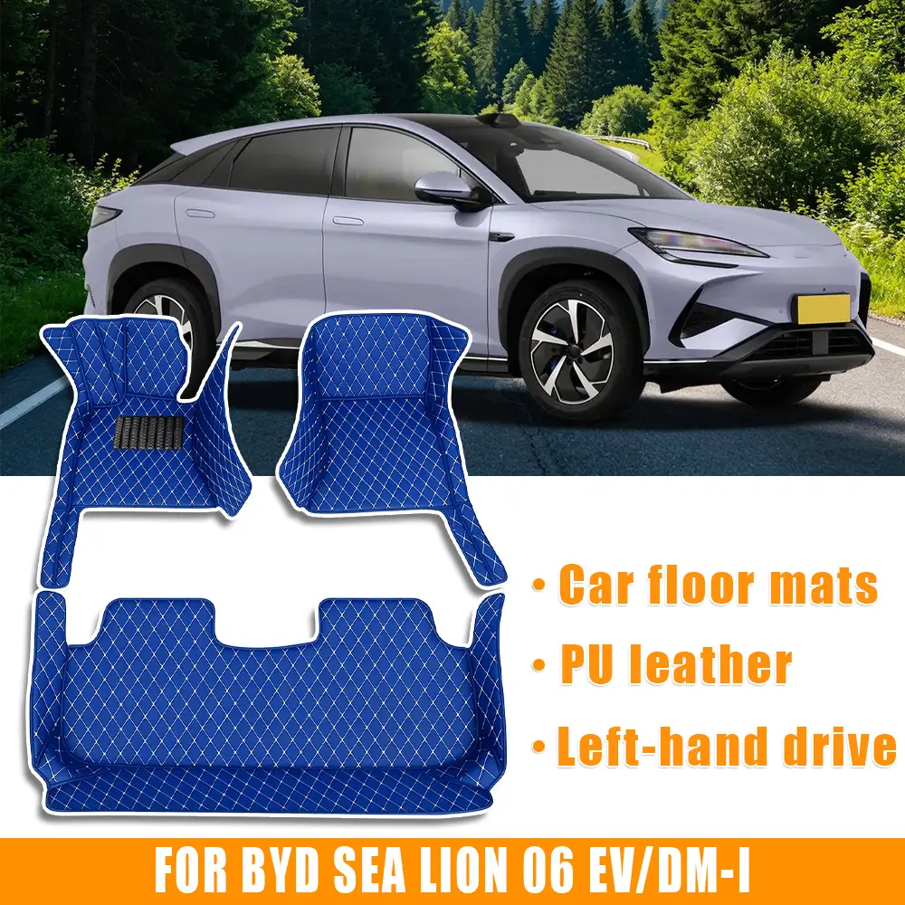 For BYD Sea Lion 06 EV/DM-i Left wheel drive car foot pad, made of PU leather material, with 360 degree high edge protection, does not get stuck on the accelerator, suitable for heavy weather, car cargo pad, detachable and easy to clean.