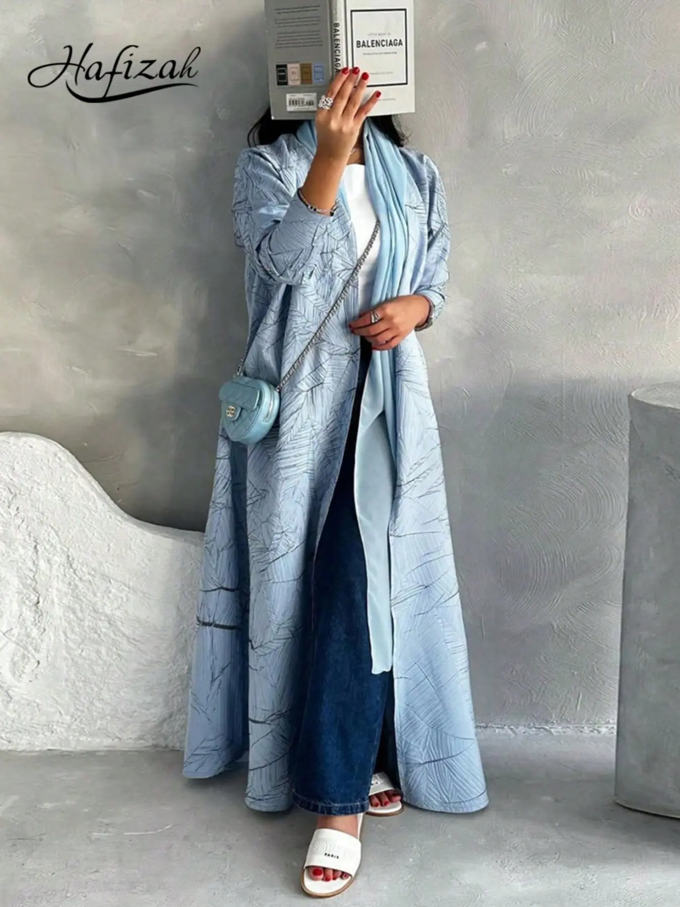 Plant Leaf Vein Texture 3D Print Long Cardigan, Loose-Fitting Wide Sleeve Outerwear for All Seasons, Casual Commute Women's Jacket