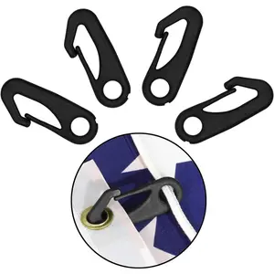 4 PCS Heavy Duty Flagpole Snap Hook Clips - Flag Pole Attachment Accessory - Attach Flag Grommets to Halyard Rope - Black