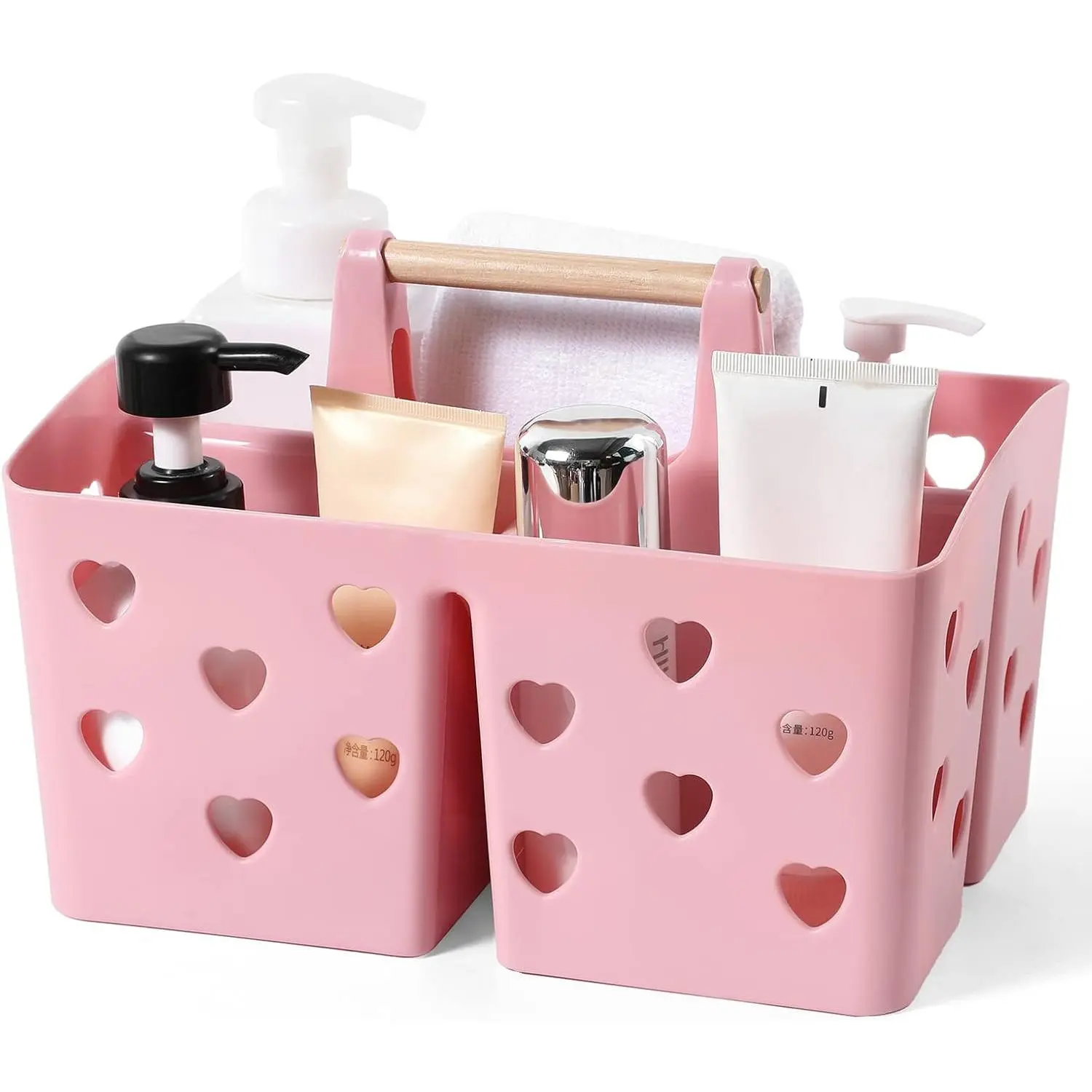 Portable Shower  Plastic Shower Basket Organizer with Handle,  | Divided Bathroom  Storage Cleanning  Tote for College, Dorm Room, Kitchen