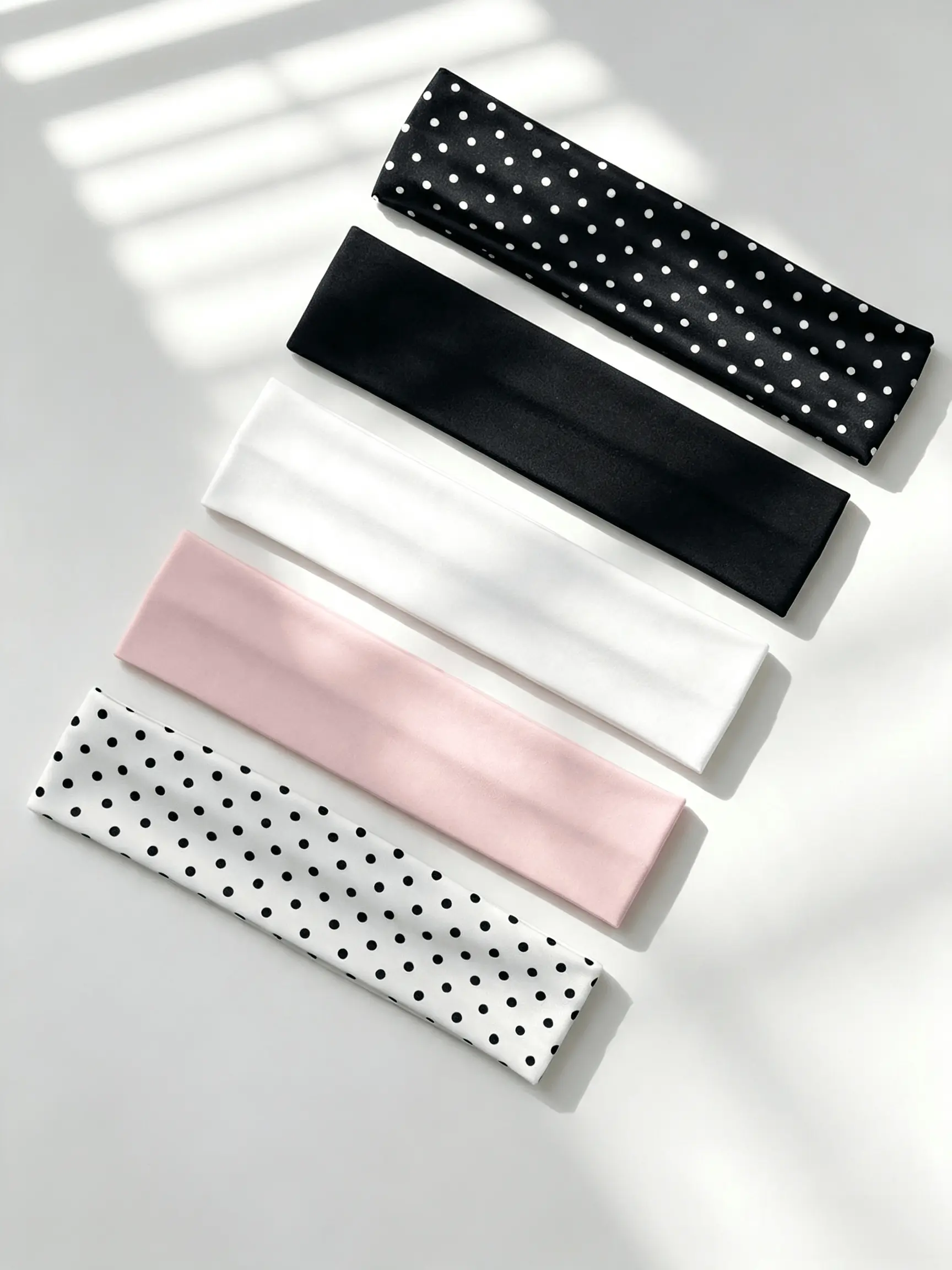 5-Piece Set Women's Fashion Polka Dot Solid Yoga Sports Hairbands, Workout Headbands, Ideal for Daily Use, Stylish and Comfortable Accessories