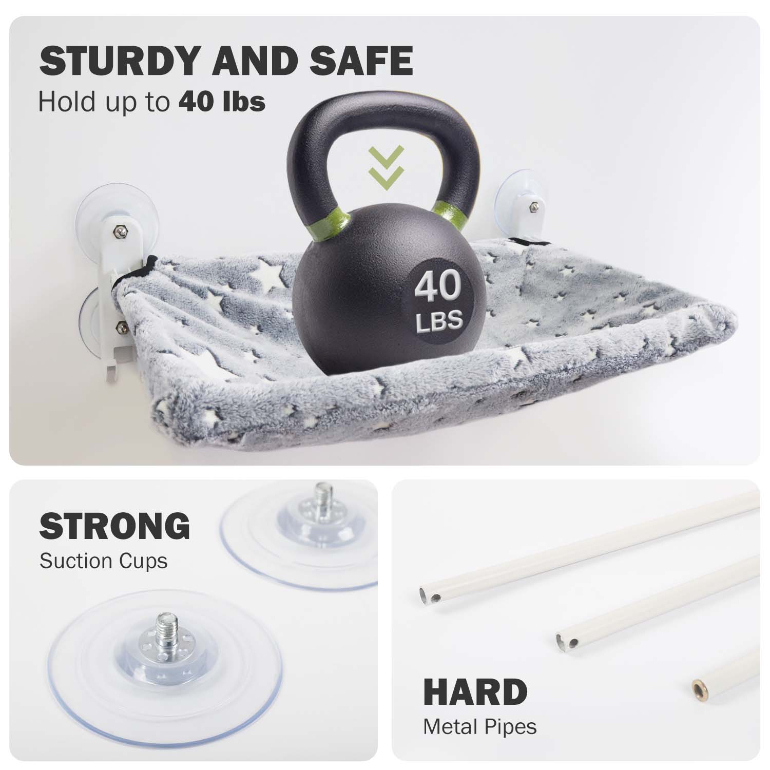 Cat Window Perchfor Large Cats,Glow in The Dark,Hammock with Hook Design Double-Sided Fabric Cover, Foldable Window Seat,Sunbathing