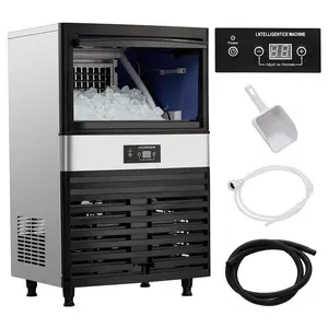 Commercial Ice Maker, Creates 90 LBS in 24H, Commercial Ice Machine with 33 LBS Ice Storage Capacity, Auto Self-Cleaning, Each Tray Makes 32 Pieces of Ice