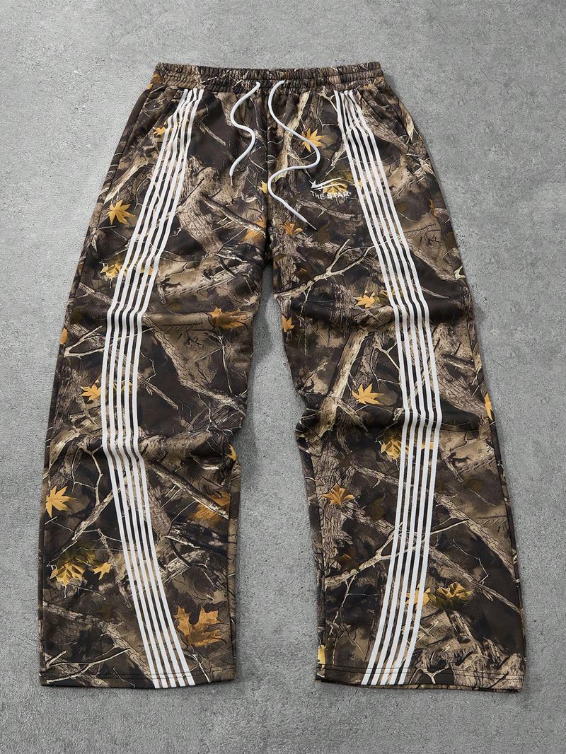 Men's Side Stripe Drawstring Waist Sweatpants, Casual Regular Fit Pocket Straight Leg Pants for Fall & Winter, Men's Trousers for Daily Wear, Activewear, Casual Comfy Sporty