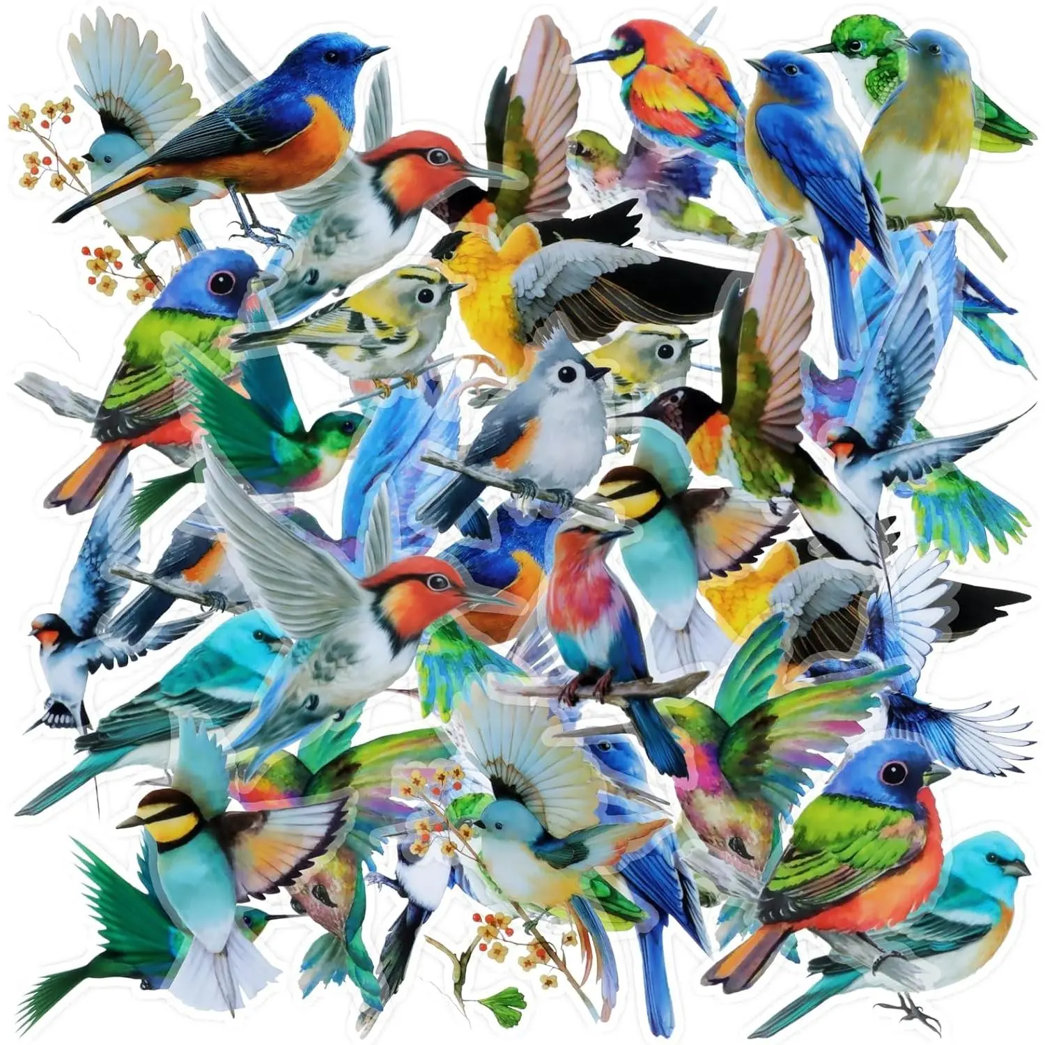 40-Count Aesthetic Bird Stickers for Scrapbooking & Stamping Crafts, DIY Accessories for Laptop, Water Bottle, Smartphone, Cellphone, Devices & Covers, Cover, Plastic