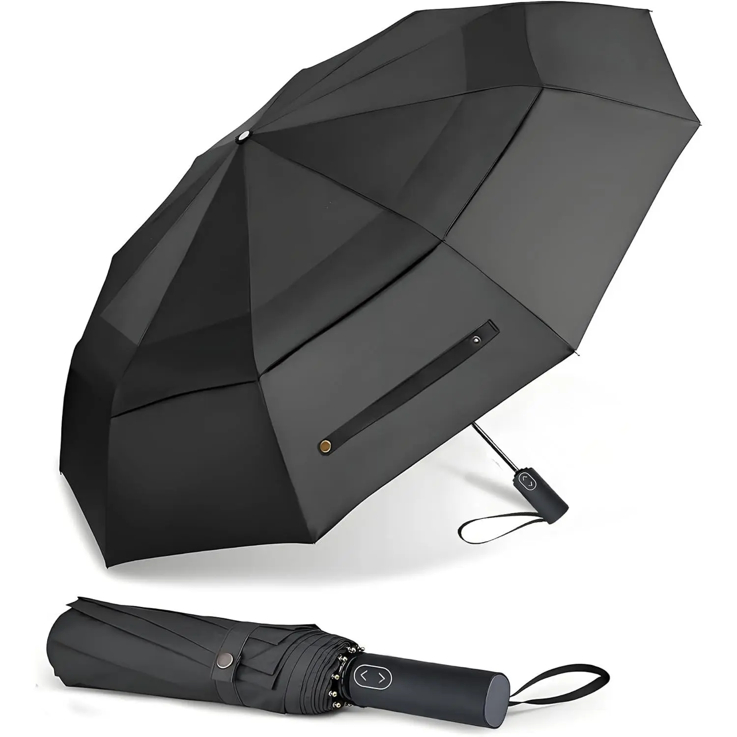 Compact Golf Umbrella, 10 Ribs Vented Windproof Travel | 49/54/62 Inch Large Oversize, Double Canopy, Quick-Dry Fabric, Lightweight, Umbrellas for Rain