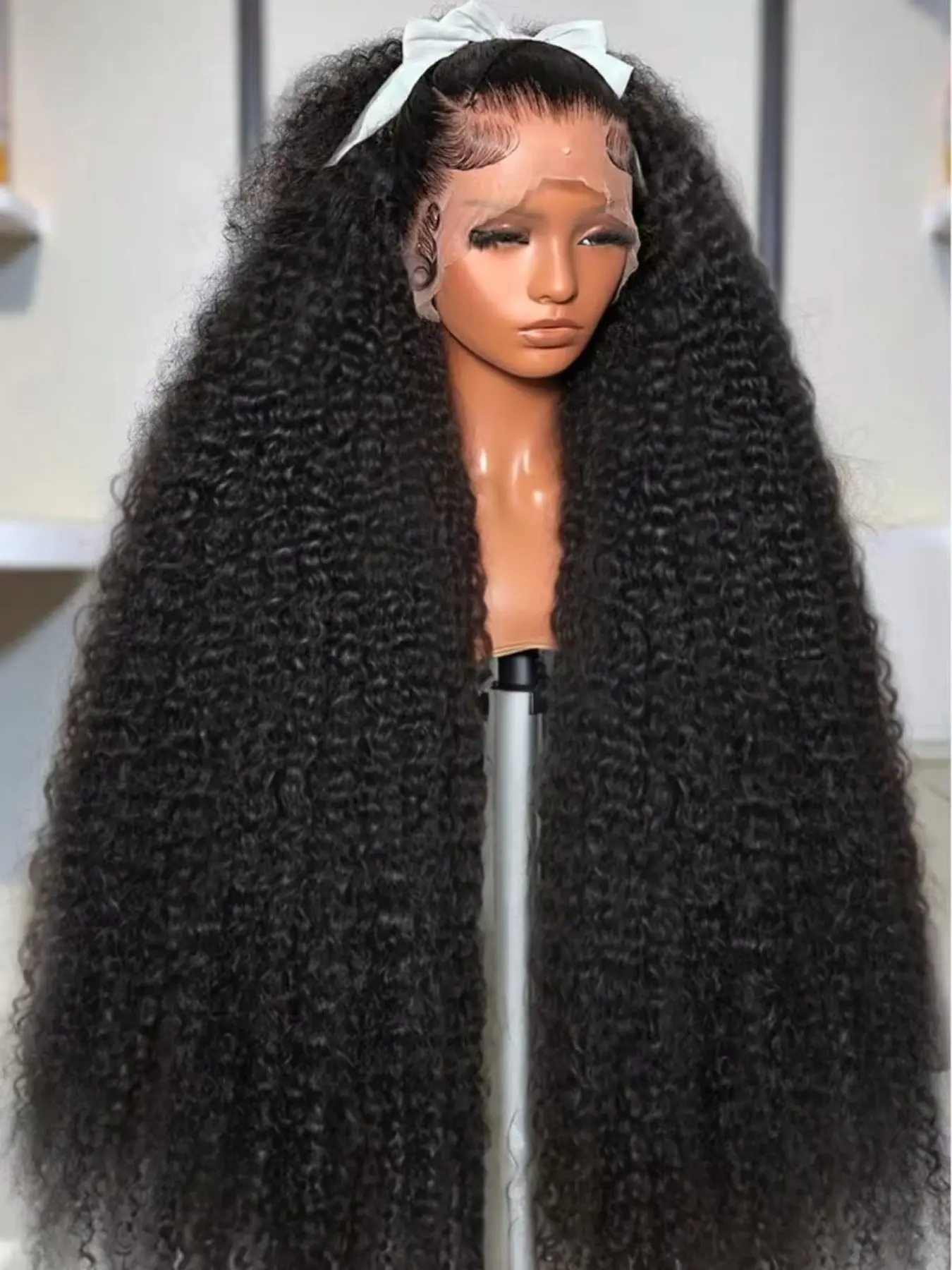 180%Density 26Inches 13x4 Lace Front Wigs Curly Hair Wig With Baby Hair Remy Wigs Long Natural Black Color Heat Resistant Glueless Soft Wigs Breathable Comfortable Daily Wear for Black Women Natural Hairline