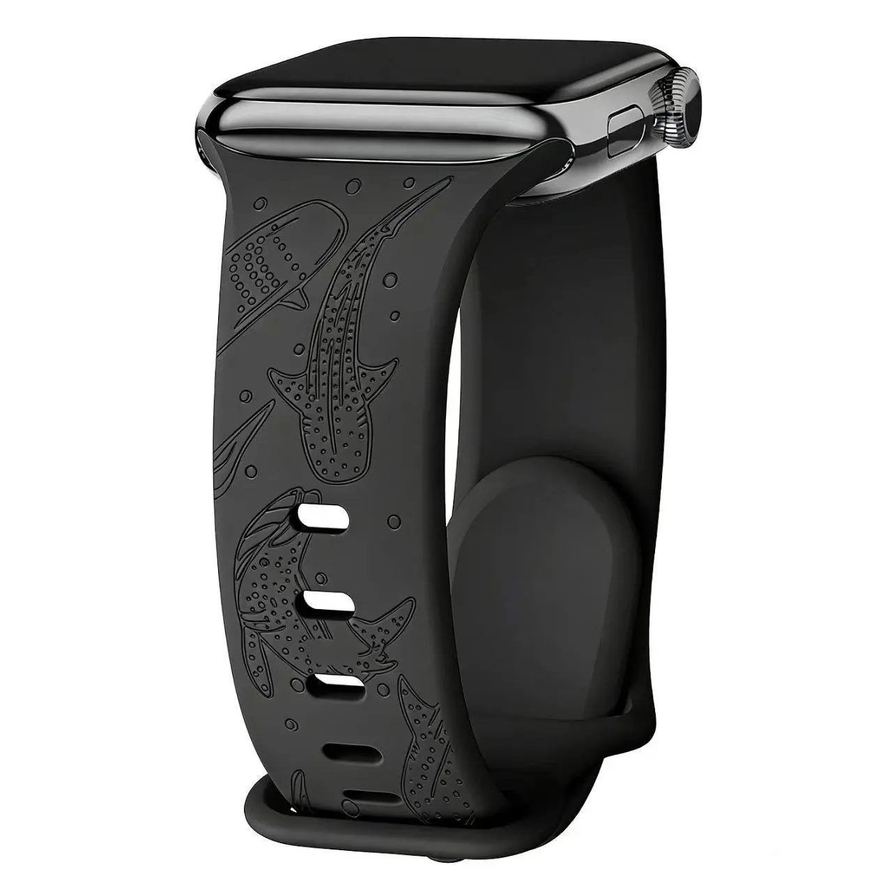 Whale Shark Watch Bands Compatible With iWatch Bands For Women Men, Soft Silicone Ocean Core Engraved Sport Strap For iWatch Series 1-11 Ultra SE 38mm-49mm All Models, Summer Beach Vacation Wristband