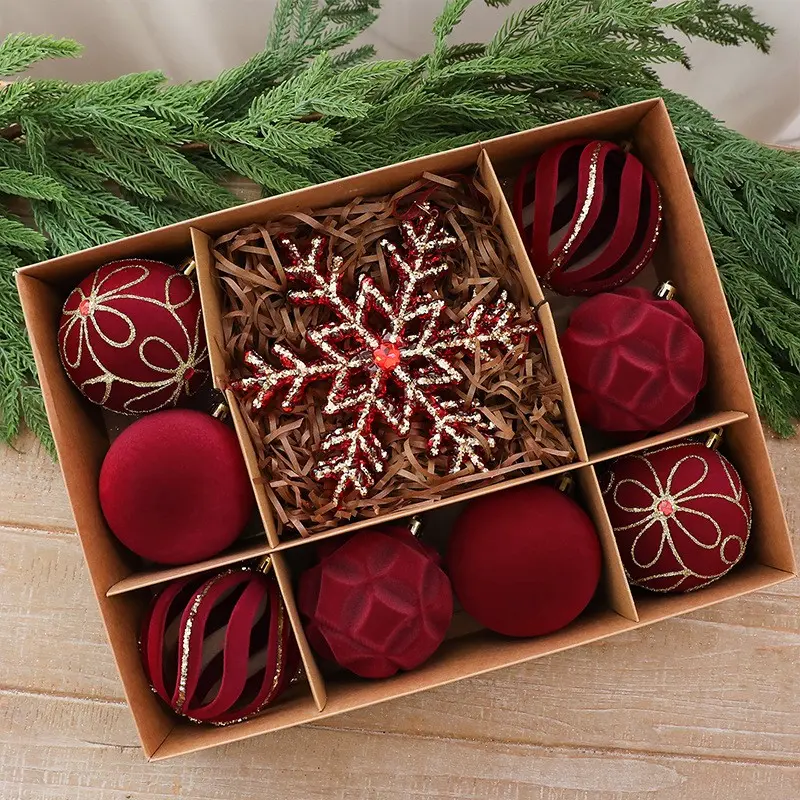 Velvet Christmas Ball Set, Unique Plastic Ornament, Tree Decoration, Festive Holiday Decor, Perfect for Christmas Trees