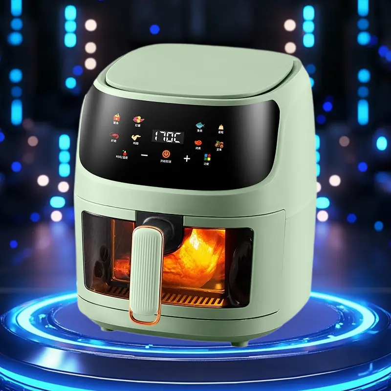 8L Visual Integrated Household Air Fryer Equipped With Smart Color Touch Screen For Multiple Cooking Uses