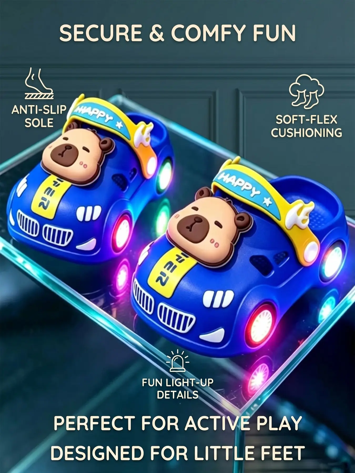 Summer Cartoon Bright River Turtle Holes Fun Slippers for Kids, Cute PVC Sole Indoor Anti-Slip Soft Bottom Sandals, Unisex Shoes