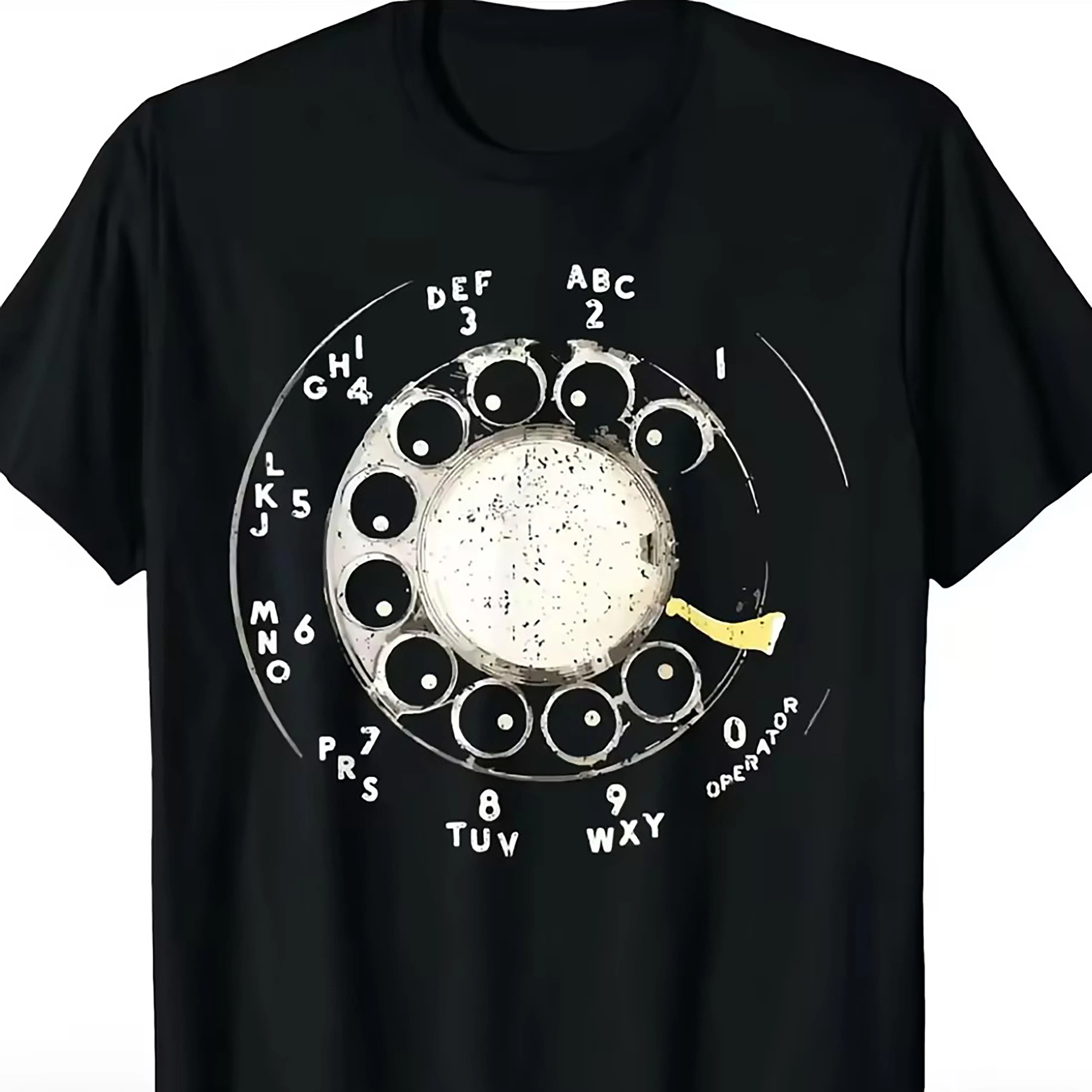 100% Cotton Vintage Rotary Phone Dial Shirt, Retro Old Telephone Graphic Tee, Nostalgic 70s 80s Style T-Shirt, Classic Landline Phone Casual Top, Distressed Vintage Graphic Shirt, Retro Tech Lover Tee, Old School Telephone Graphic T-Shirt
