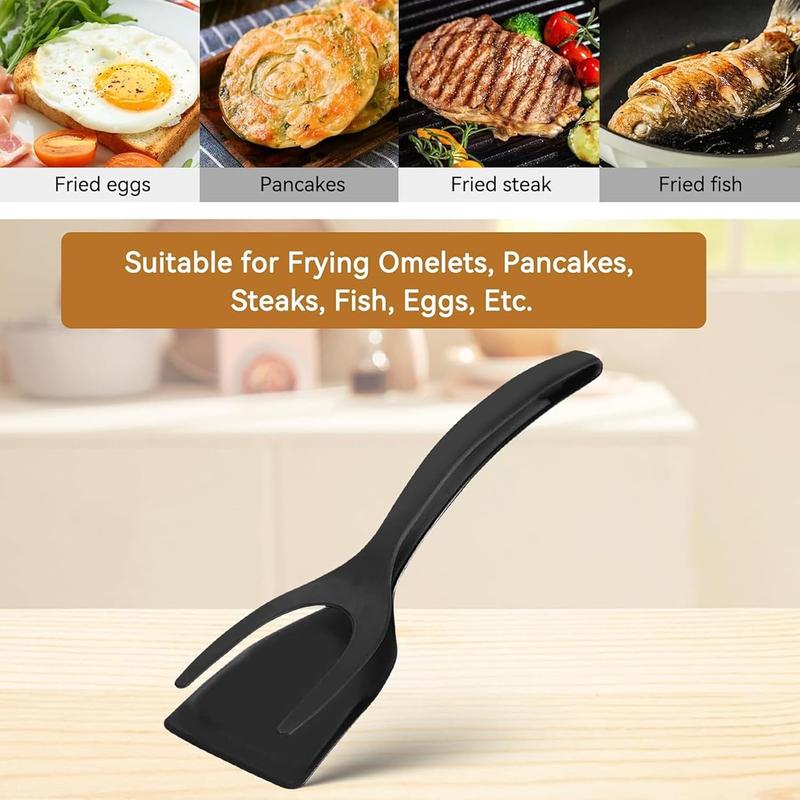 2-in-1 Silicone Shovel & Tweezers Tongs - Black Egg Flipper Pancake Steak Turner Omelet Maker Spatula Fish French Toast Tongs for Home Kitchen Cooking Tools Utensils 2-in-1 Silicone Shovel & Tweezers Tongs - Black Egg Flipper Pancake Steak Turner Omelet Maker Spatula Fish French Toast Tongs for Home Kitchen Cooking Tools Utensils