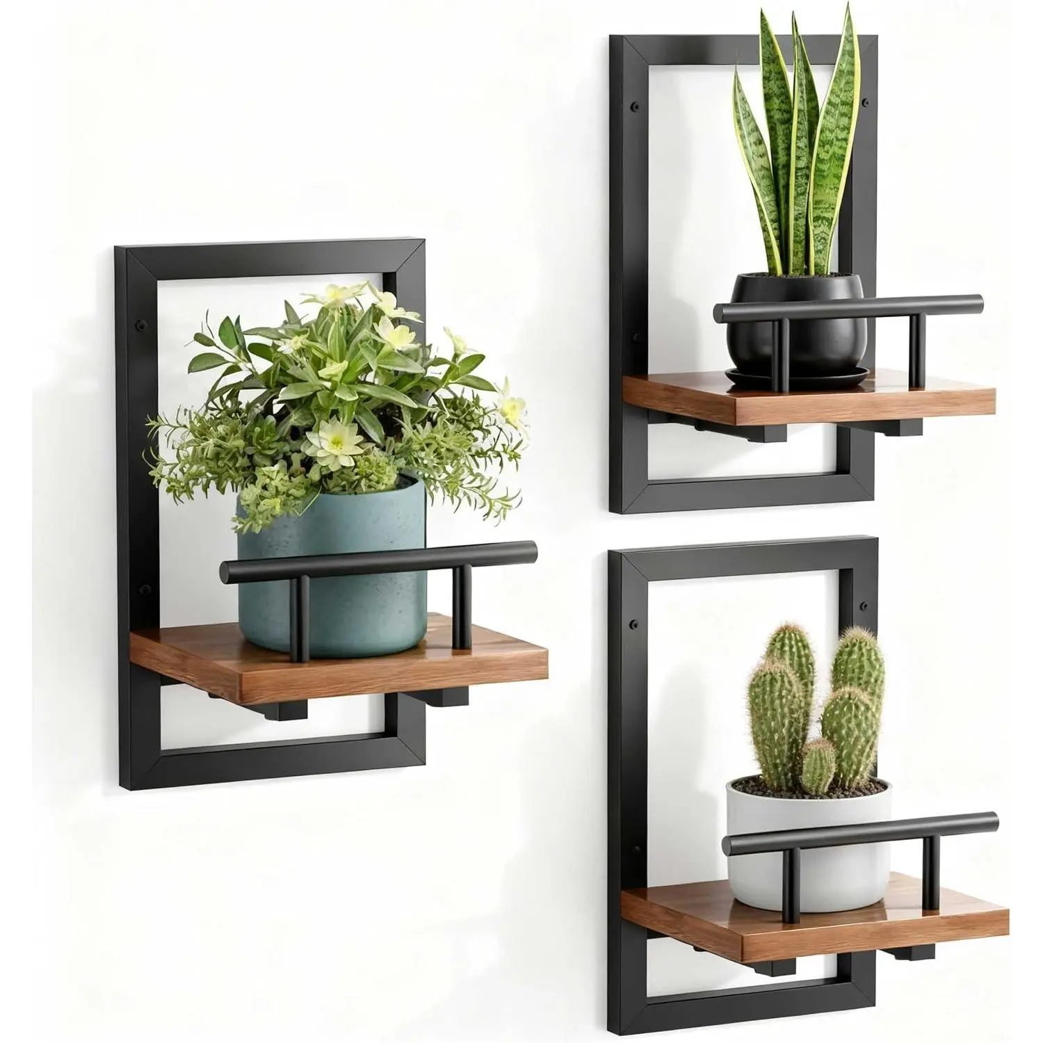 Floating Shelves for Wall, Plant Shelf Indoor, Wall Planters for Indoor Floating Plant Shelves for Bedroom, Living Room, Kitchen, Office, Bathroom Decor (3 Pack)