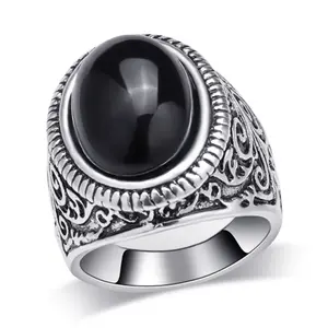 Retro agate imitation gemstone ring