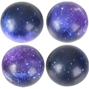 Galaxy Foam Stress Relief 2" Balls (4 Pack) Squeeze Relaxable Stress Relief for Kids and Adults Calming Figdet Toy Autism ADHD Fun Soft Toys for Party Favors (4 Balls)fidget toys