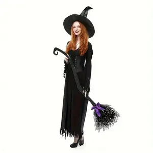 Halloween Witch Broom, Wicked Witch Broom for Cosplay, Party Props and Decorations, Halloween Party Supplies, Broom Props