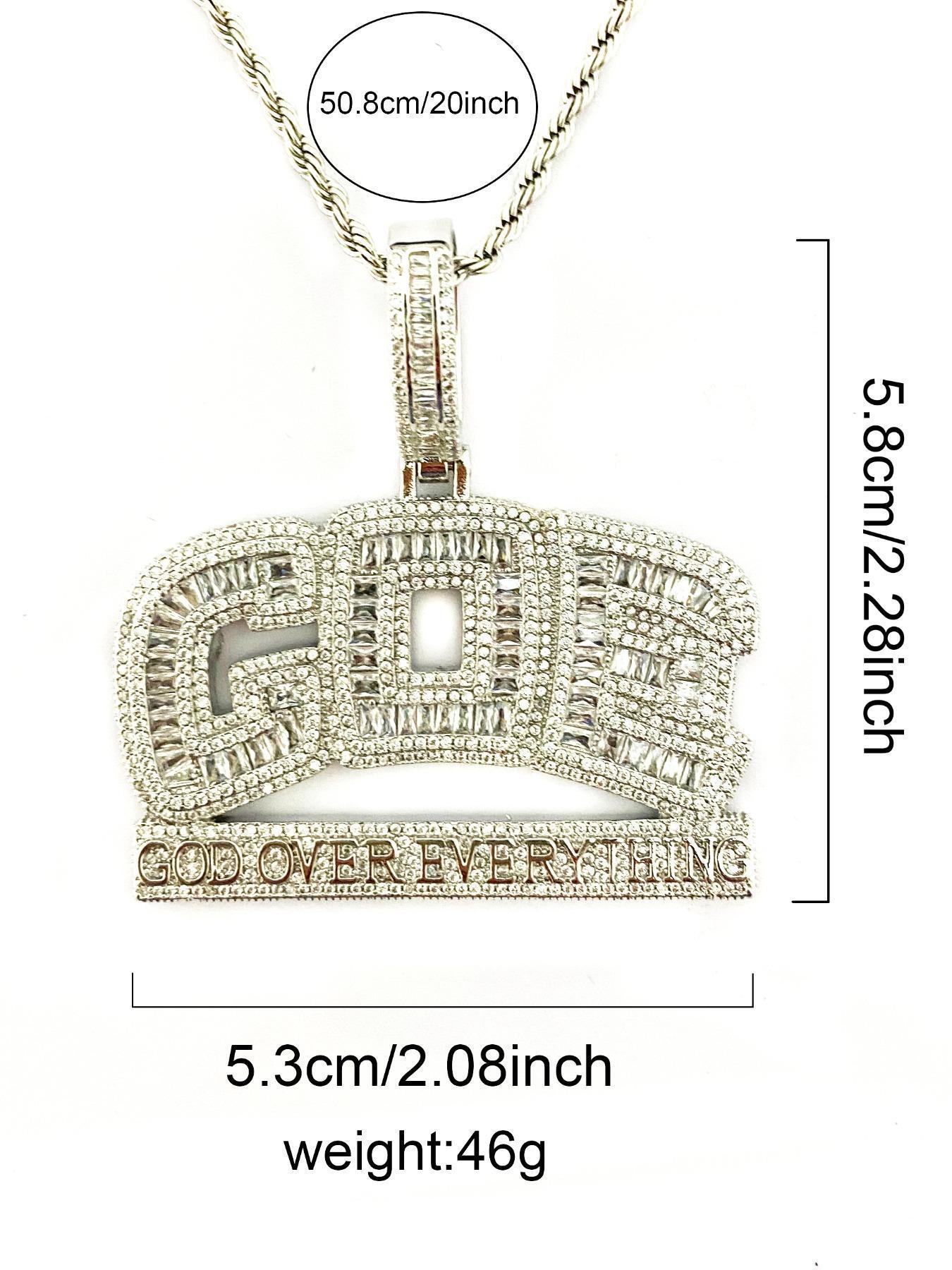 Rhinestone Decor Letter Design Pendant with Chain, Jewelry for Men, Street Trendy Charm, Hip Hop Jewelry for Party, Daily Decor, Trendy All-match & Exquisite Jewelry for Birthday Gift