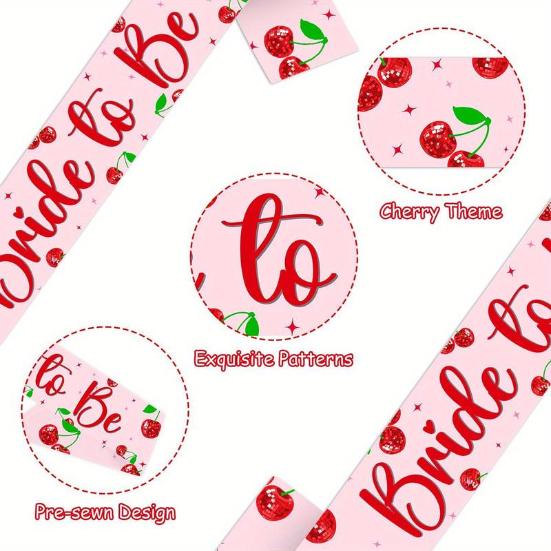 1Set Cherry Disco Ball Party Decoration Cherry Bride to Be Sash Cherry Bachelorette Decorations Cherry and Dsico Ball for Girls Sweet Cherry Berry Fruit Bridal Shower Party Supplies
