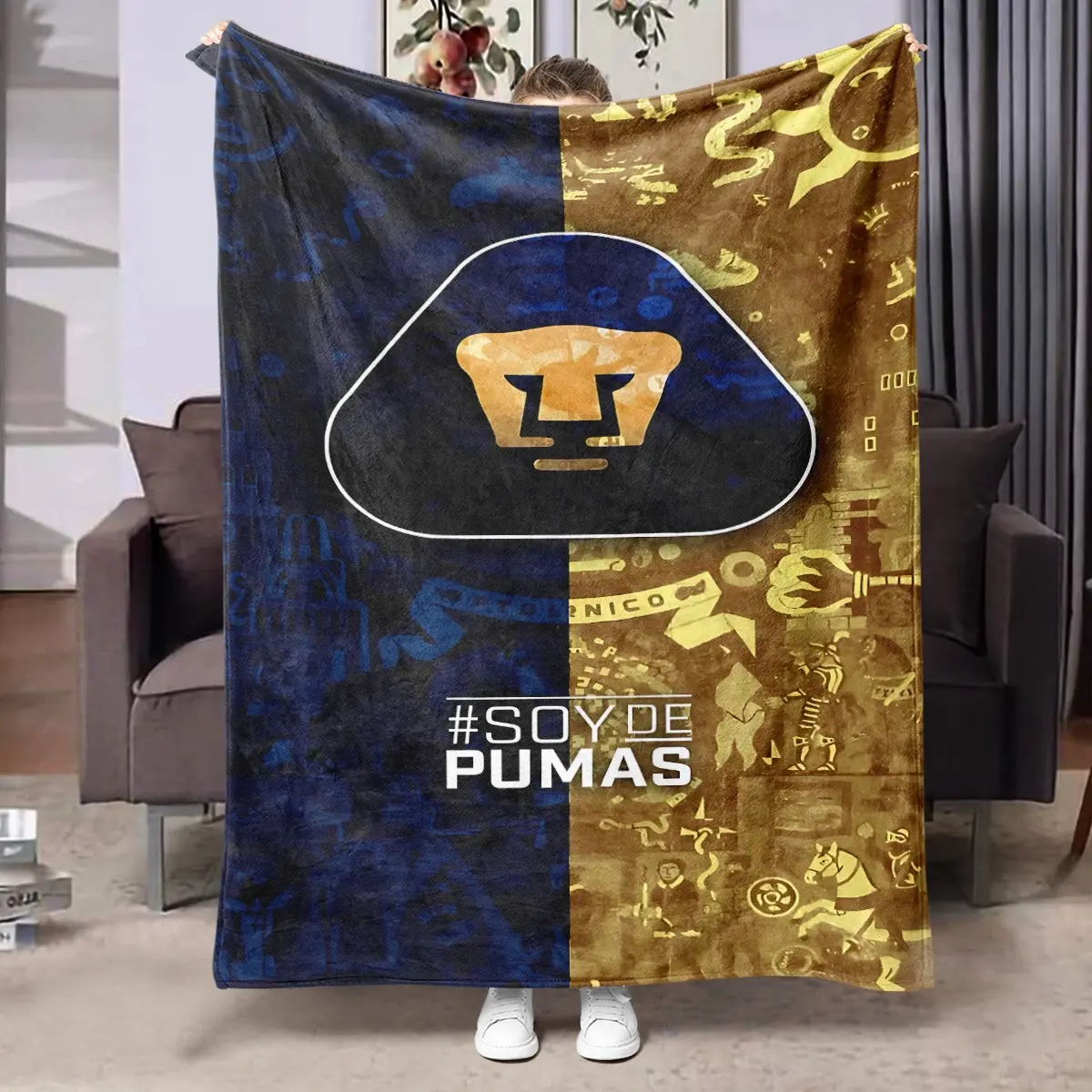 Mexico Super League Puma Team Logo Flannel Blanket, Soft Skin-Friendly Anti-Pilling Lightweight Cover, All-Season Adult Home Sofa Office Nap RV Camping Fan Gift Decor Blanket