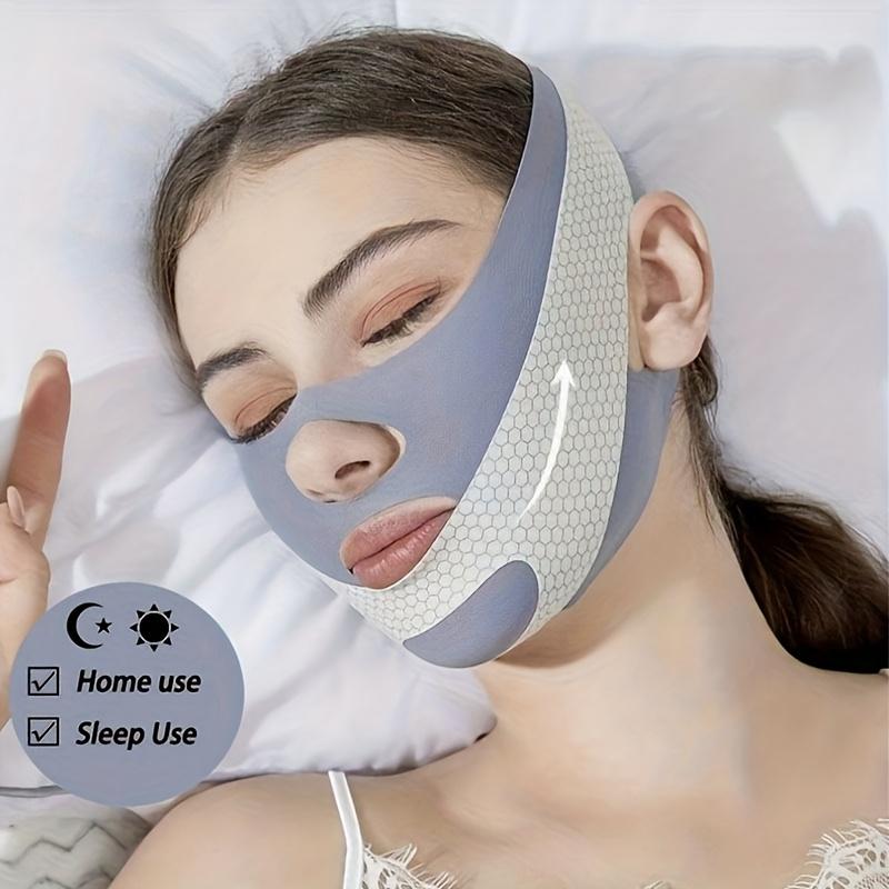 Breathable Seamless V-Shaped Mask 2 Pieces Dark Gray Adjustable Reusable Facial Beauty Tool for Women Men Universal Fit Skin Repair