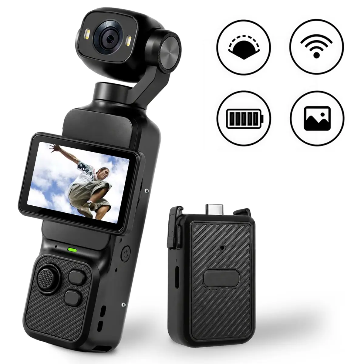 1080P HD Pocket Vlogging Camera, Creator Handheld Camera with Flip Screen, Wide Angle Lens, Detachable Battery Grip, WiFi Transfer, LED Fill Light and 6H Recording Time, Portable Vlogging Camera for YouTube, TikTok & Social Media